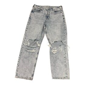 American Eagle Outfitters AE Ripped Mom Straight Jean Blue 12